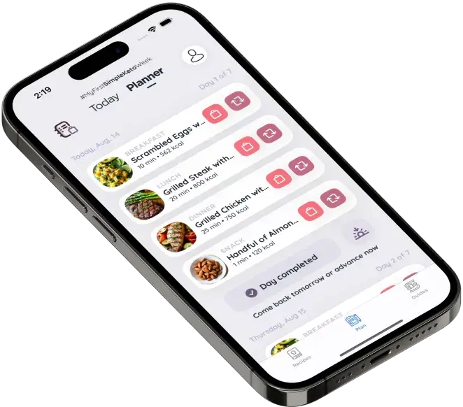 preview of the keto app featuring a recipe screen