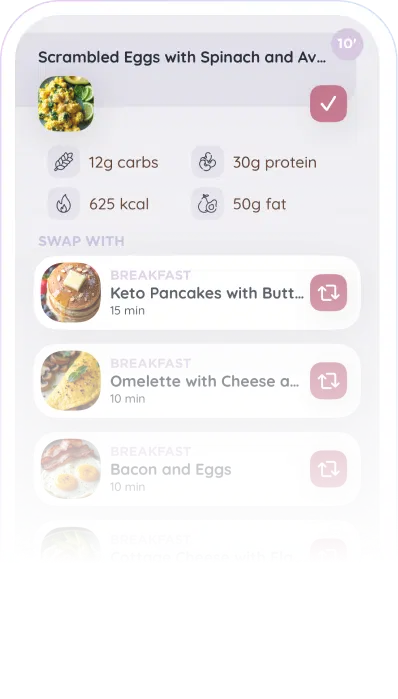 In app preview of Swapping Recipes